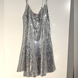 Sexy Silver Sequin Mini Dress